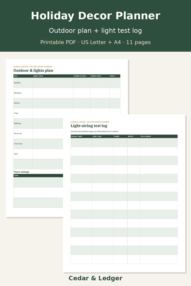 Light-string test log page