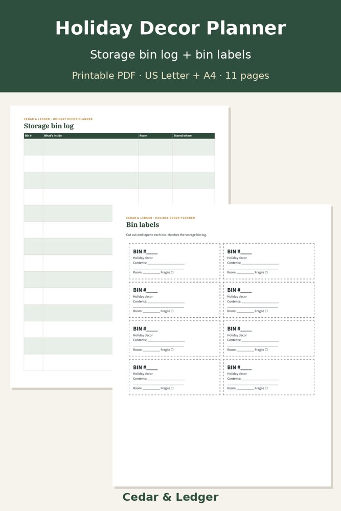 Holiday Decorating & Decor Storage Planner: storage preview