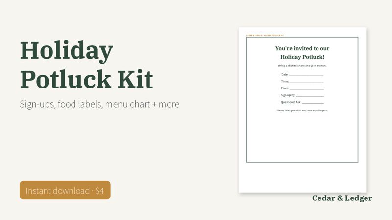 Holiday Potluck Kit: cover preview
