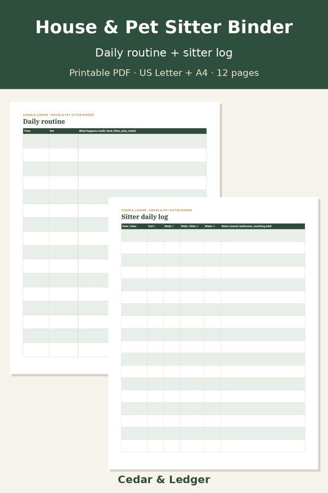 Sitter daily log page