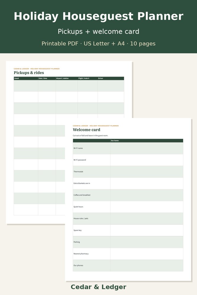 Holiday Houseguest Planner: welcome preview