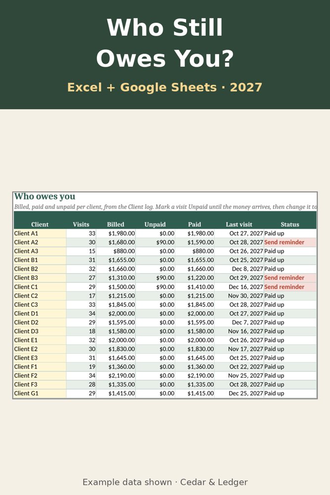 2027 Lawn Care Business Tracker: billing preview