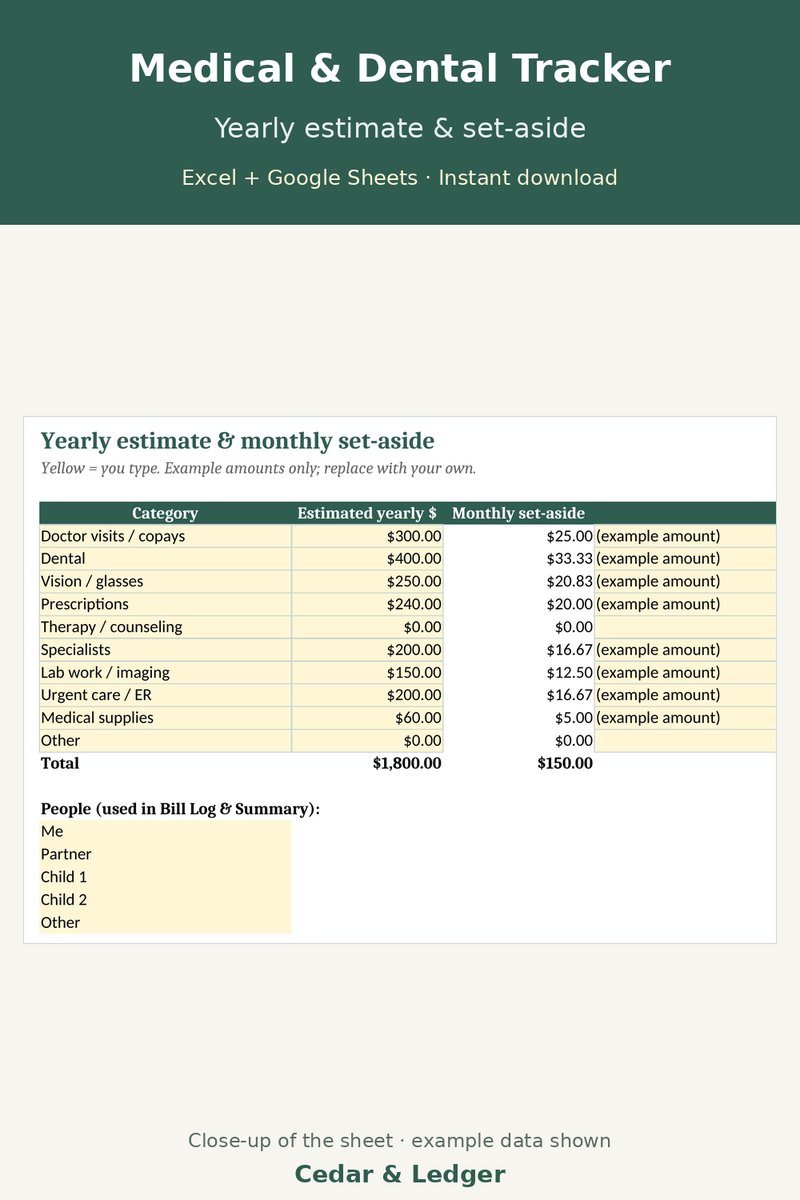 Medical & Dental Expense Tracker: yearly preview