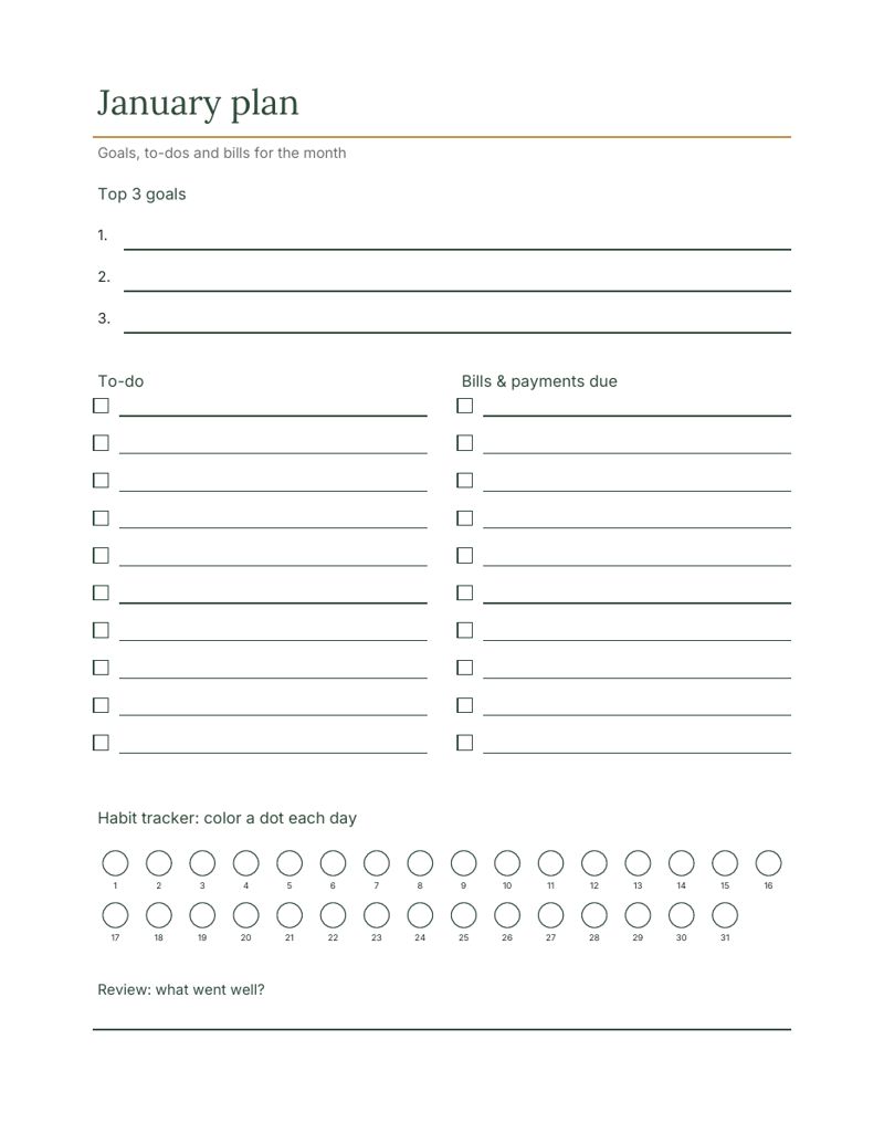 2027 Monthly Planner Printable: plan preview