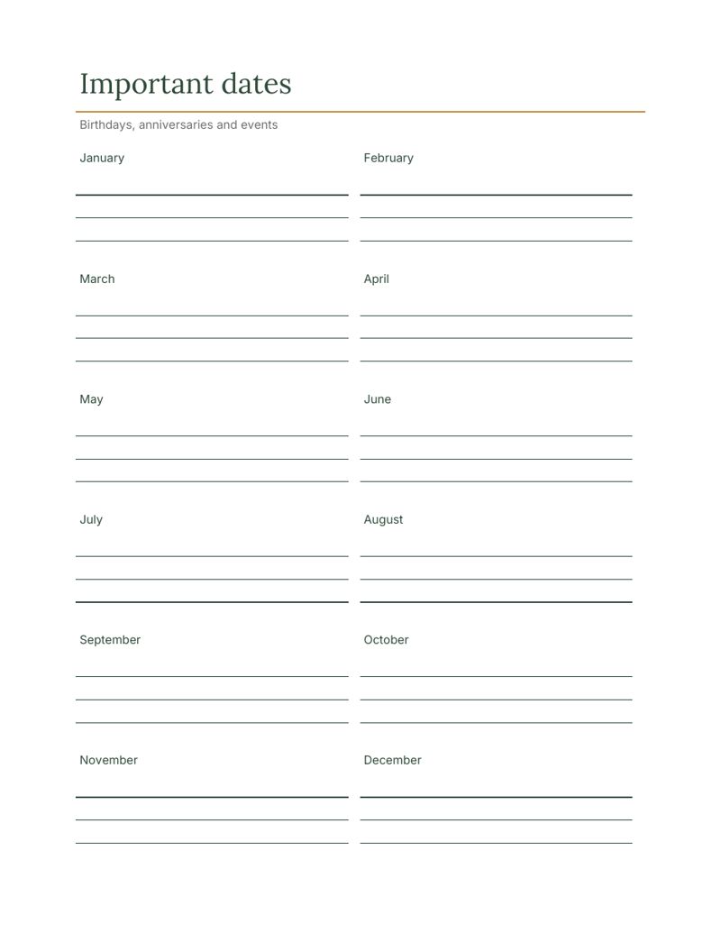 2027 Monthly Planner Printable: dates preview