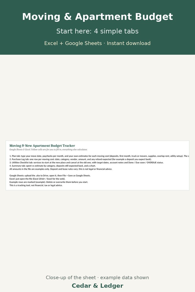 Moving & New Apartment Budget Tracker: start preview