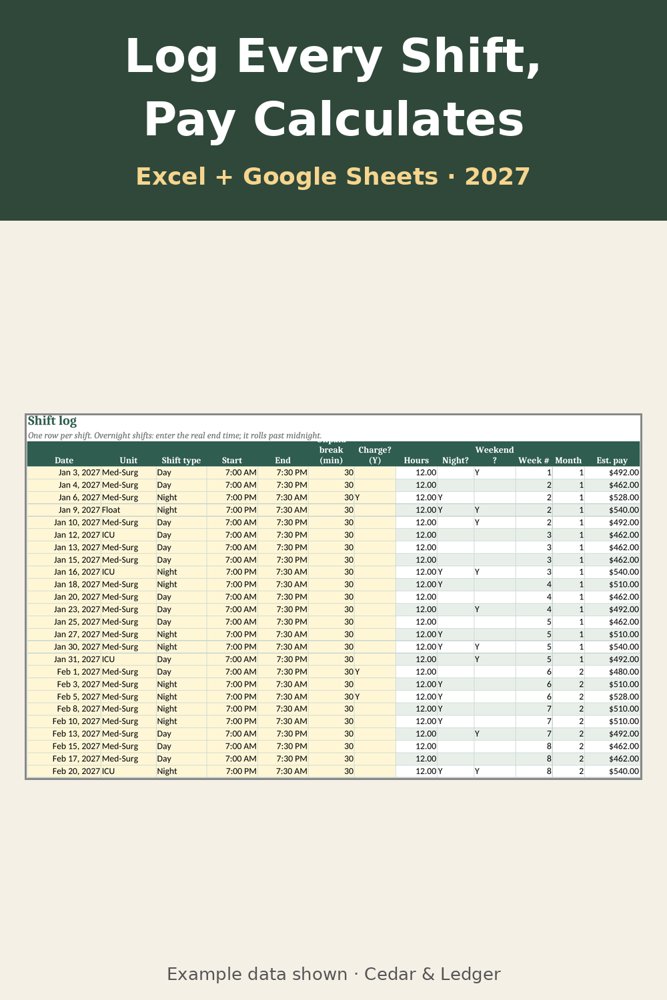 Shift log tab with differentials