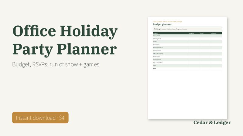 Office Holiday Party Planner: cover preview