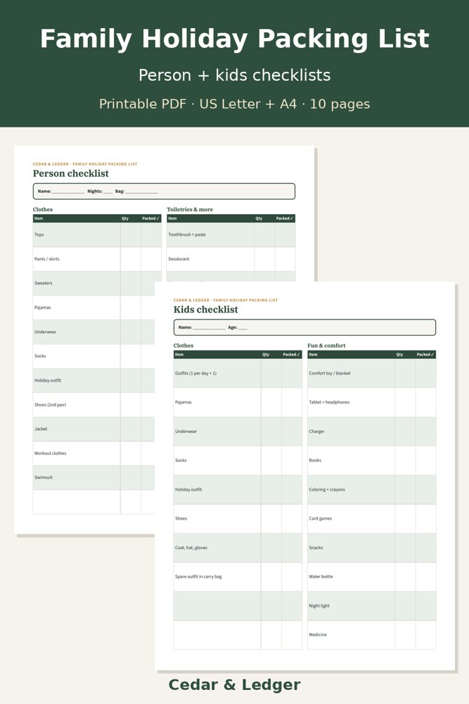 Person and kids checklist pages