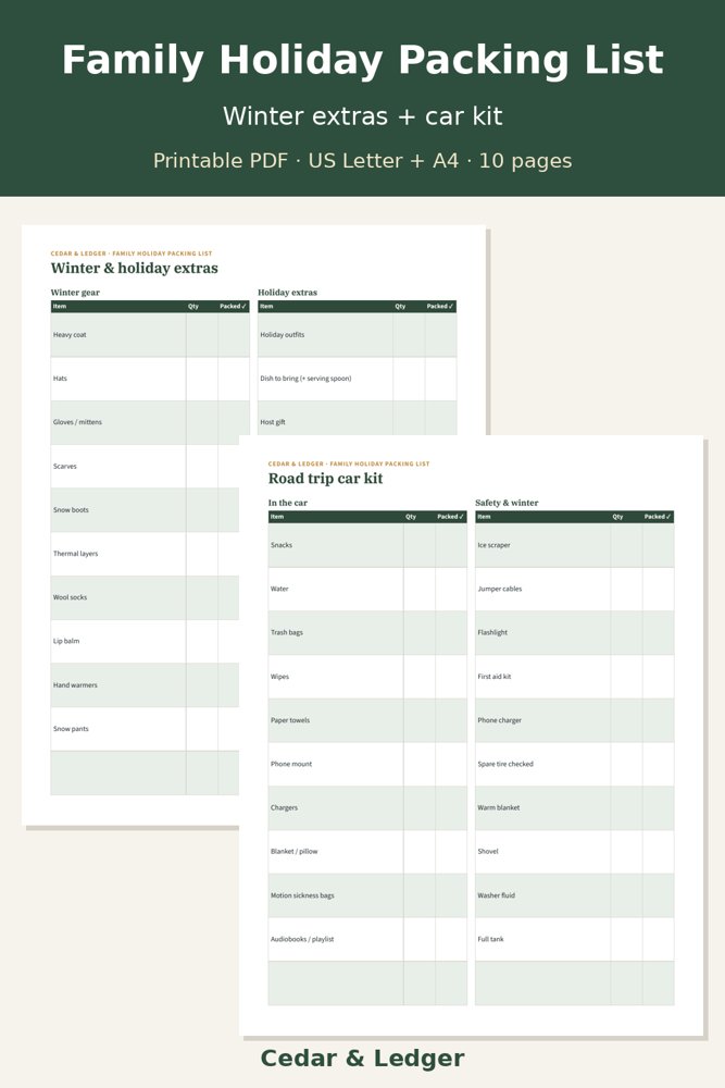 Winter extras and car kit pages