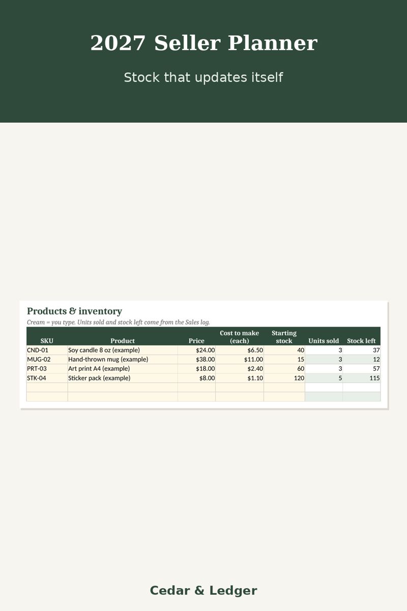 2027 Seller Planner for Etsy & Small Shops: stock preview