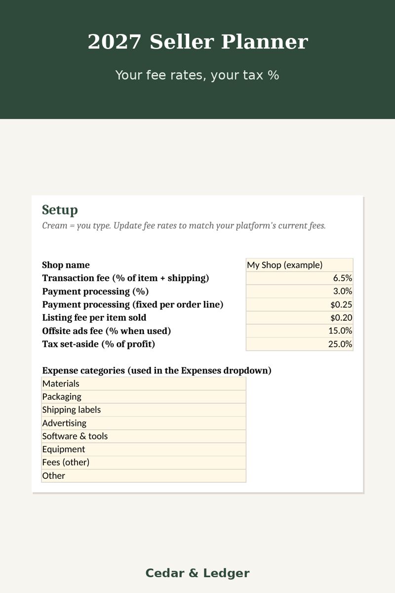 2027 Seller Planner for Etsy & Small Shops: your preview