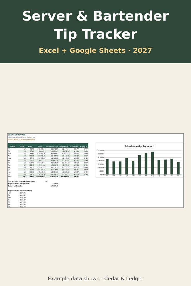 2027 Server & Bartender Tip Tracker: dashboard preview
