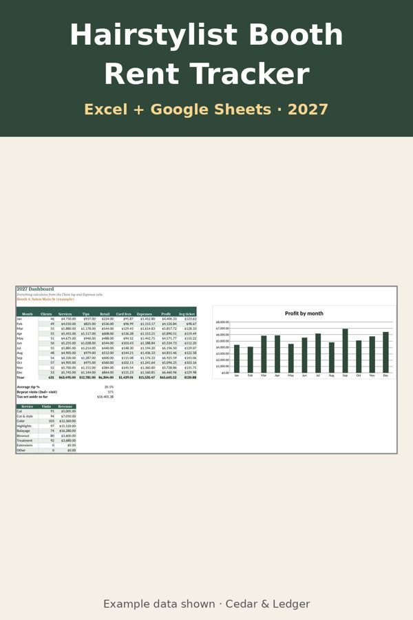 2027 Hairstylist Booth Rent & Income Tracker: thumb 600 preview