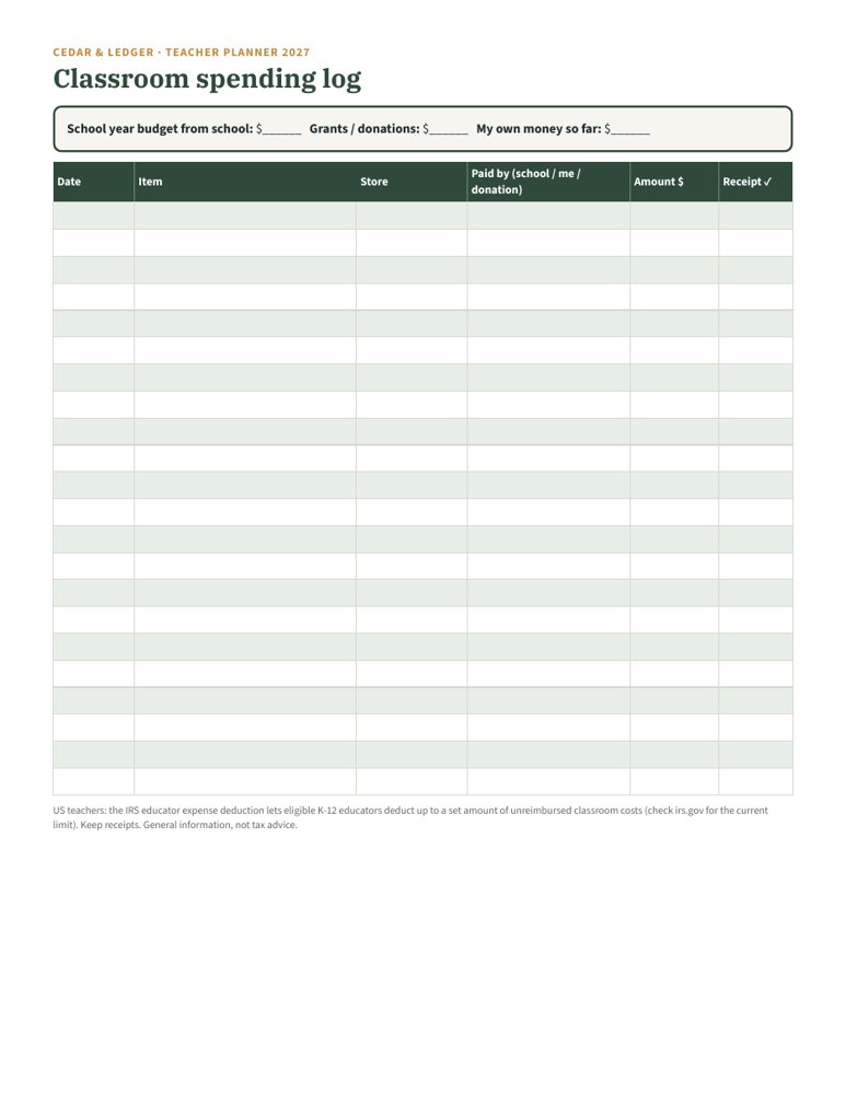 Teacher Planner 2027: february preview