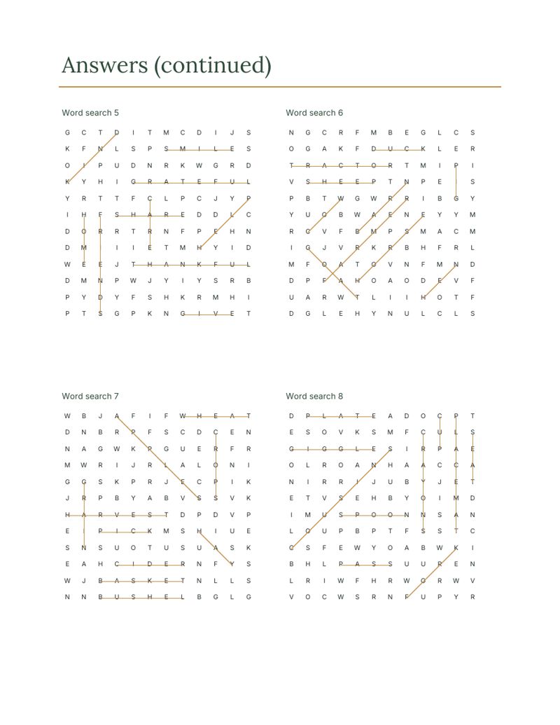 Thanksgiving Activity Pages for Kids: answers preview