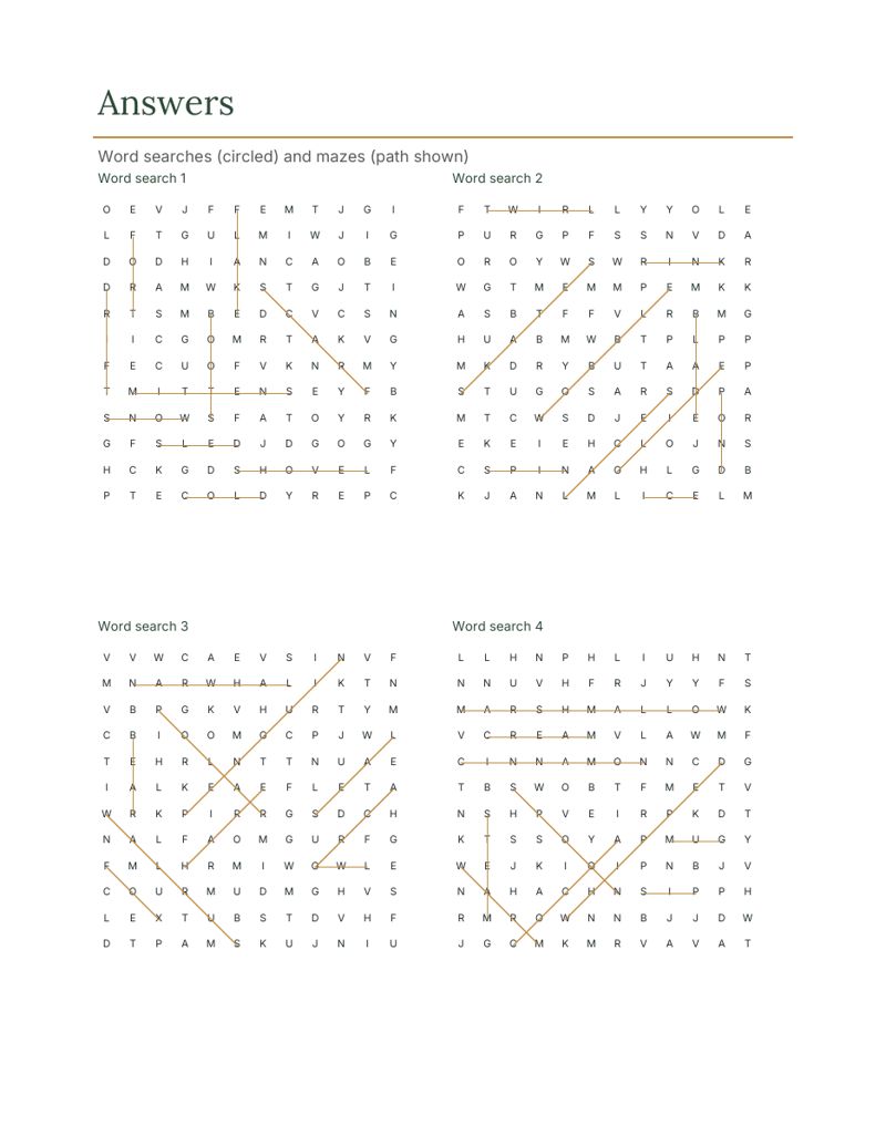 Winter Activity Pages for Kids Printable: answers preview