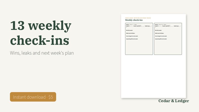 Winter Arc 90-Day Money Challenge Tracker (Printable): weekly preview