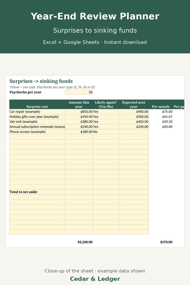 Year-End Review & New Year Budget Planner: surprises preview