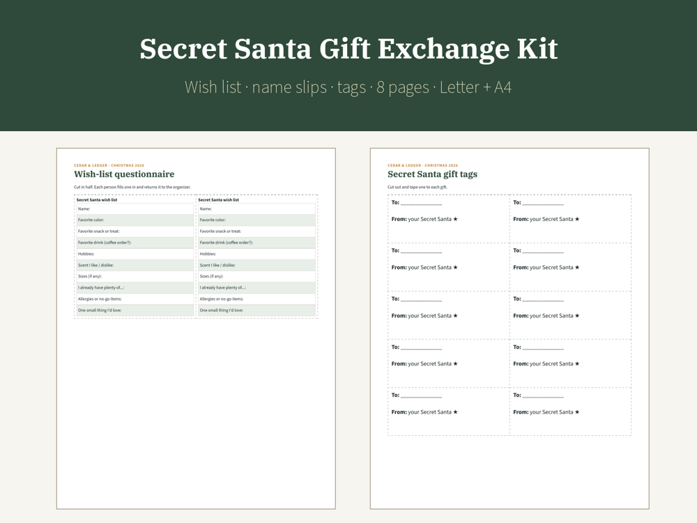 Secret Santa Gift Exchange Kit