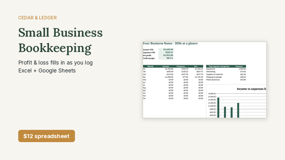 Small business bookkeeping tracker
