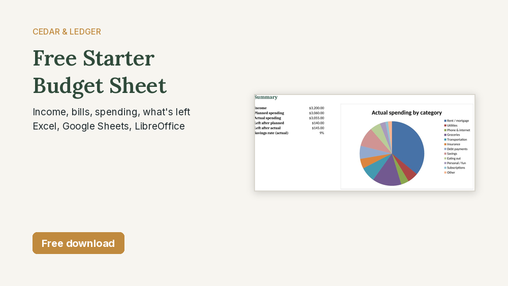 Free Starter Budget Sheet
