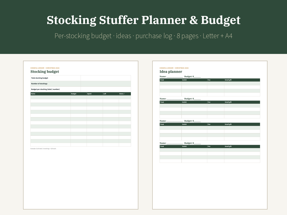 Stocking Stuffer Planner & Budget