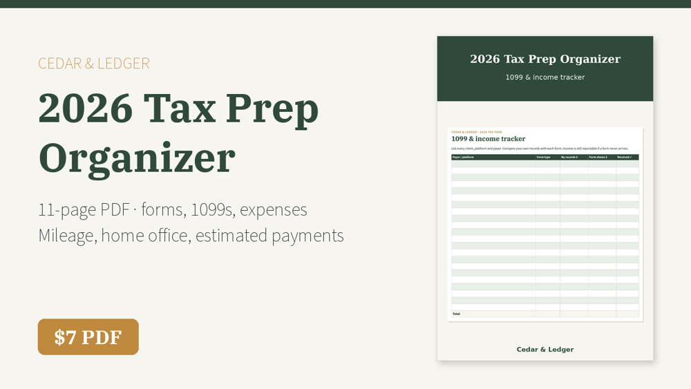 2026 Tax Prep Organizer Printable