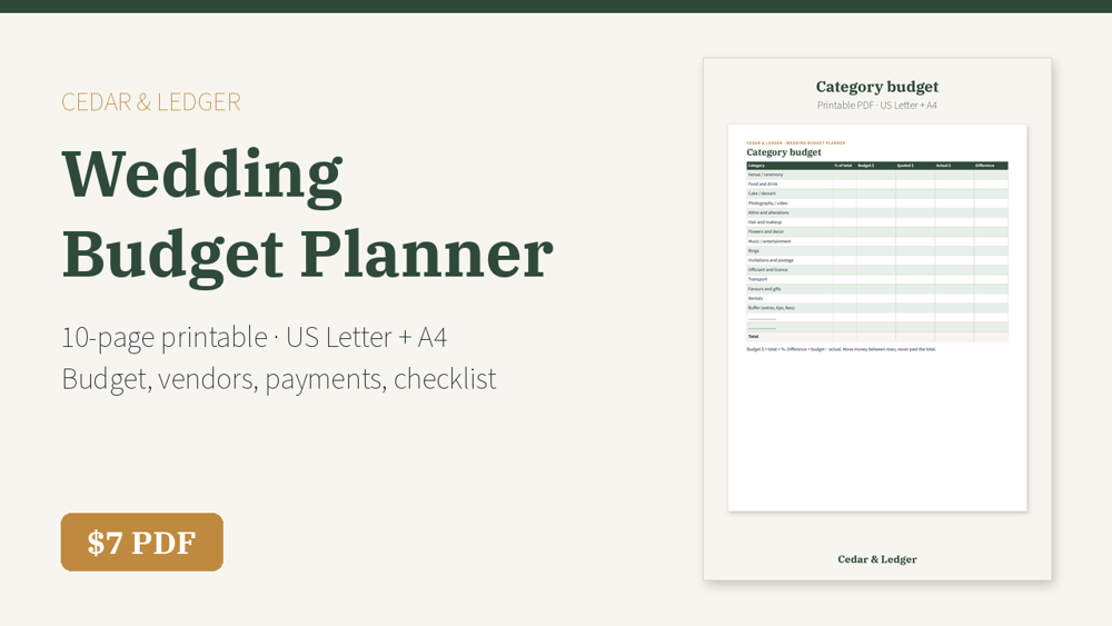 Wedding Budget Planner Printable